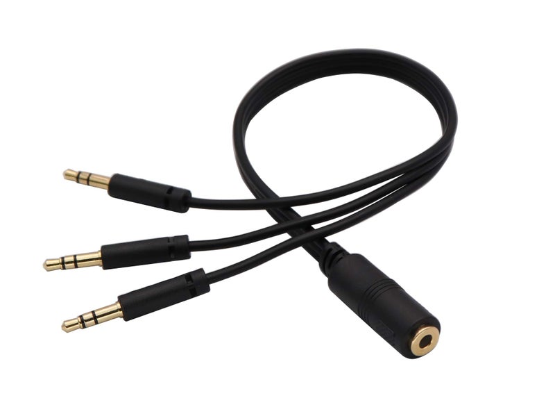 zdyCGTime 3.5mm Audio Y Splitter Headphone Cable, 3.5mm 1/8" inch Female to 3 Male Headset Mic & Stereo Audio Y Splitter Cable for Smartphone to Soundbox Adapter(30 CM/12 inch) (4-Pole) - Image 2